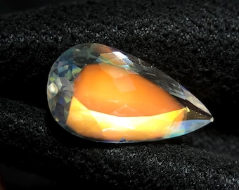 Madagascar Moonstone | Rainbow Fire Faceted Pear, 12x6 MM