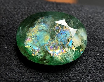 Rainbow Fire Emerald zonnesteen: 2 karaat ovale edelsteen, 10 x 8 mm