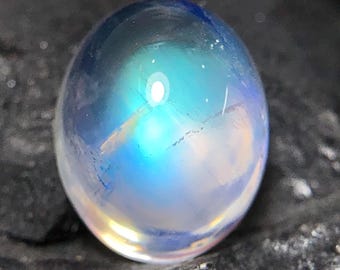 Natuurlijke regenboogmaansteen, ovale losse cabochon-maansteen, 10 x 8 mm met oranjeblauwe vuurmaansteen voor het maken van hangers
