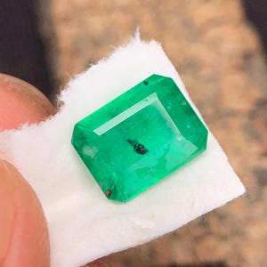 Piedra preciosa octagonal esmeralda natural, esmeralda facetada de color verde negro, 8 x 6 mm, esmeralda suelta de 1,50 ct, esmeralda llamativa para regalo romántico.