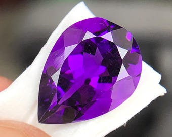 Natural Deep Purple Amethyst Pear Gemstone, 14x10 MM Faceted