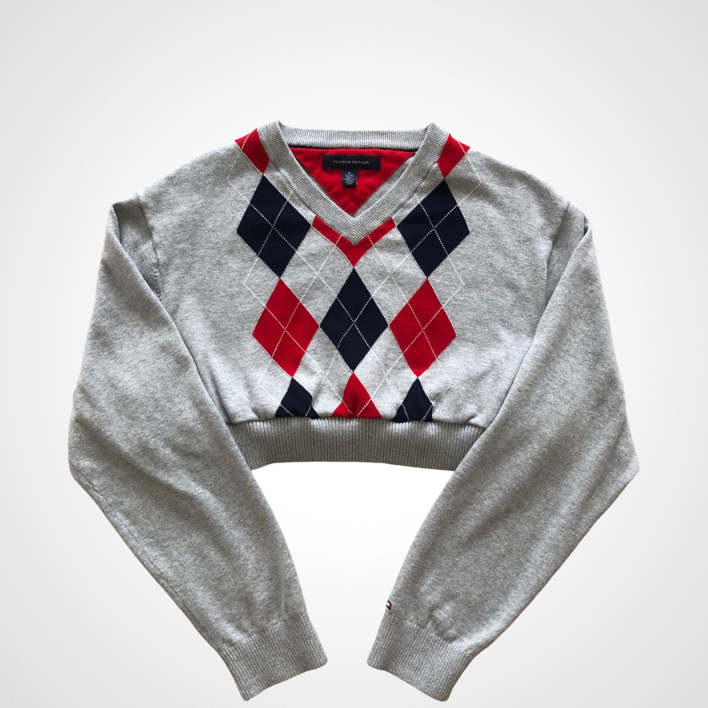 Hilfiger Cotton Cropped Argyle Sweater - Etsy