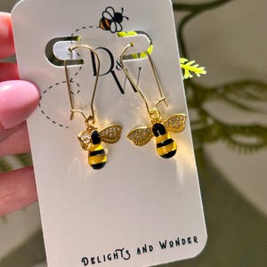 Bee Earrings and Necklace Set – Whimsical Honey Bee Jewelry Gift – Nature Inspired Gold Bee Earrings – Cute Insect Jewelry
