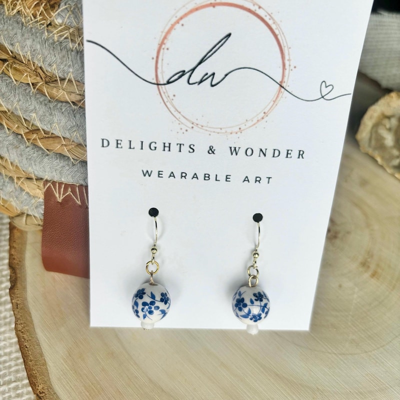 Marion Blue Floral Ceramic Earrings