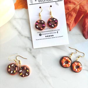 Donut Earrings| Pumpkin Spice Handmade Clay Earrings - Gift for Her