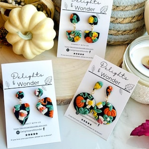 Pumpkin Spice & Coffee Fall Earrings | Handmade Polymer Clay Dangles | Autumn Floral Jewelry | Cozy Gift for Her