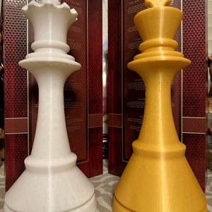 Decorative XL Chess Piece. 3D printed King & Queen chess pieces