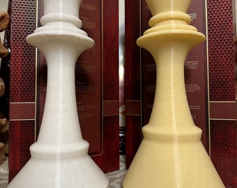 Pieza de ajedrez decorativa XL. Piezas de ajedrez Rey y Reina impresas en 3D