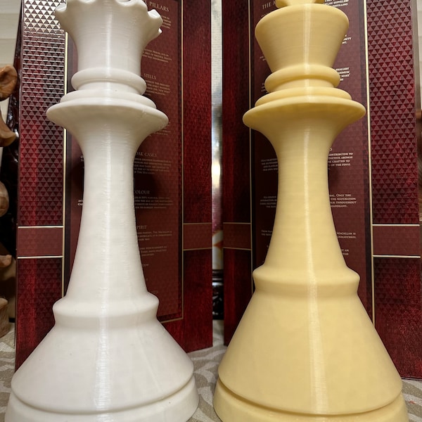 Decorative XL Chess Piece. 3D printed King & Queen chess pieces