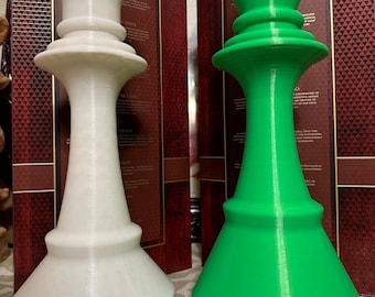Pieza de ajedrez decorativa XL. Piezas de ajedrez Rey y Reina impresas en 3D
