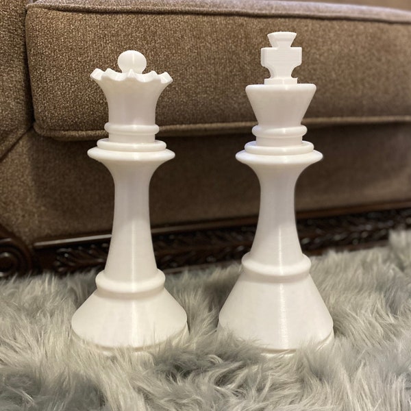 Decorative XL Chess Piece. 3D printed King & Queen chess pieces