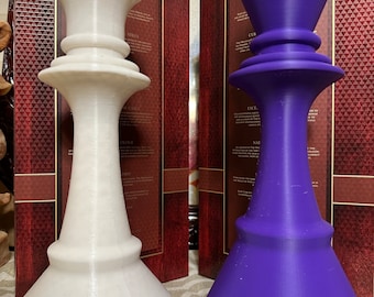 Pieza de ajedrez decorativa XL. Piezas de ajedrez Rey y Reina impresas en 3D