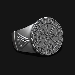 Vegvisir runic compass ring, Silver Engraved Band Ring, Mythology, gift for men, Celtic Wedding Ring For Men,Unique Viking Promise Ring Gift