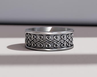 Genuine Hallmarked 925 Sterling Silver Celtic Men's Band Ring – Solid Silver, Handmade