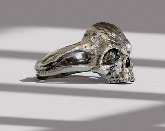 Anatomical Skull Ring for Men in Silver– Gothic Memento Mori Band