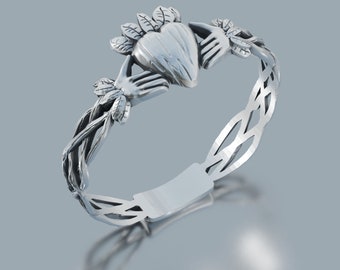 Claddagh ring silver celtic tree branches Celtic Claddagh Ring gold for Celtic Engagement Crown Ring men Traditional Irish Friendship ring