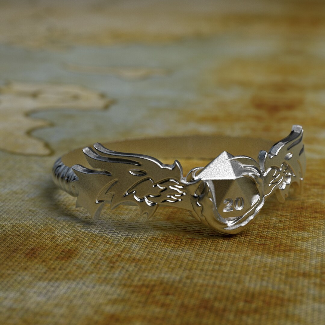 Cool Dragon D20 DND Dice Ring Women Ring Metal Dice Dungeons and ...