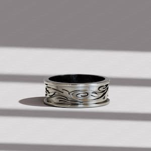 Floral Leaves Ring for Men, Plant Vine Ring, Nature Band Wedding Ring, Rustic Jewelry, Unique Wedding Band