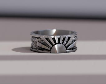 Aufgehende Sonne Ring für Männer in Sterling Silber – Wolke verheißungsvoller Himmelsring