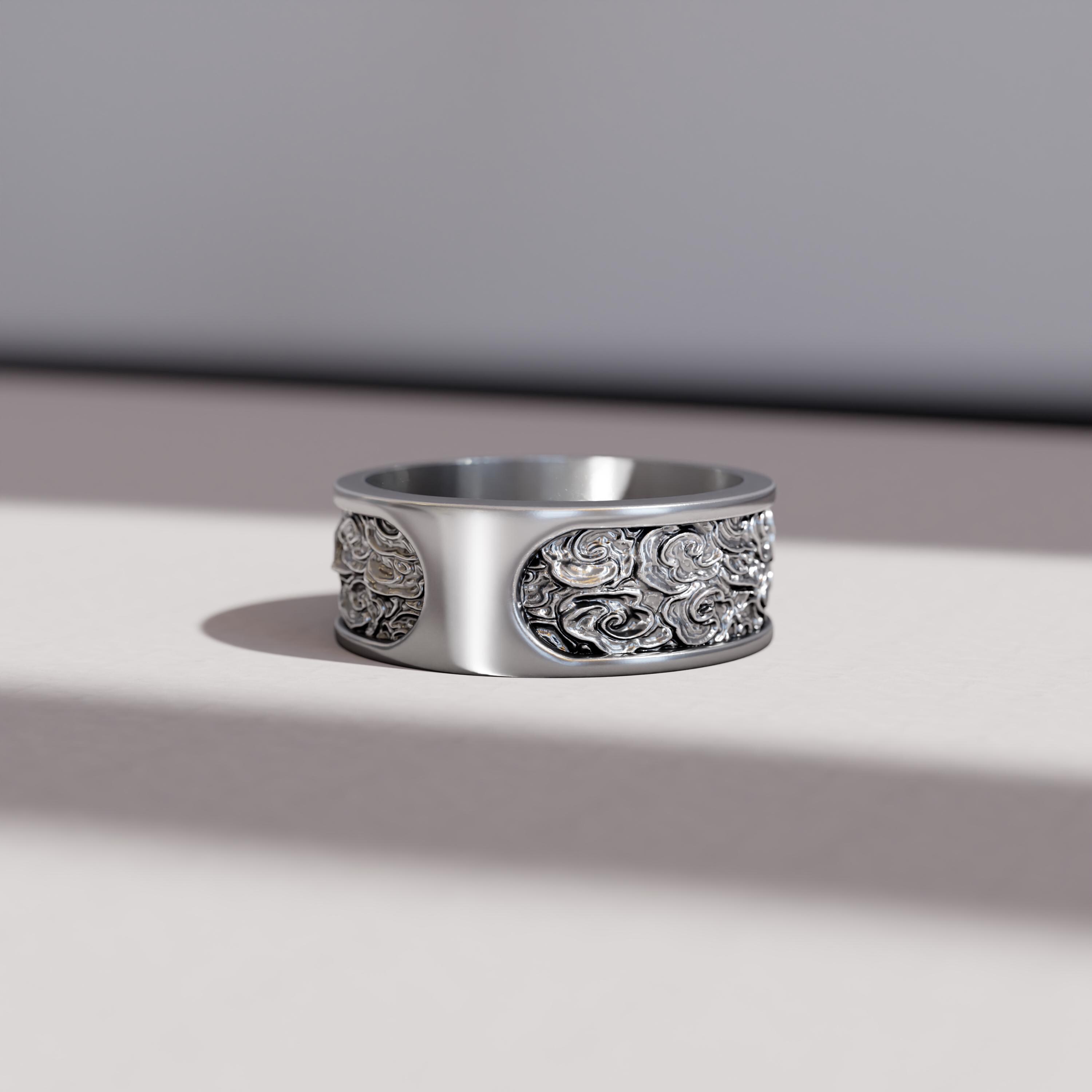 Sterling Silver Japanese Wave Ring - Men's Wedding Band - Etsy