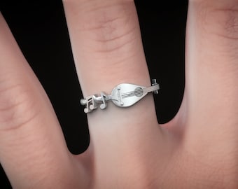 Musical notes ring music gift ring for dnd birthday dnd jewelry gift for her dnd bard class  ring music note ring gift for wife geeky gift