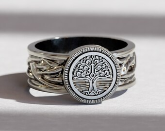 Celtic Tree of Life Ring for Men in Sterling Silver – Nature Wedding Band