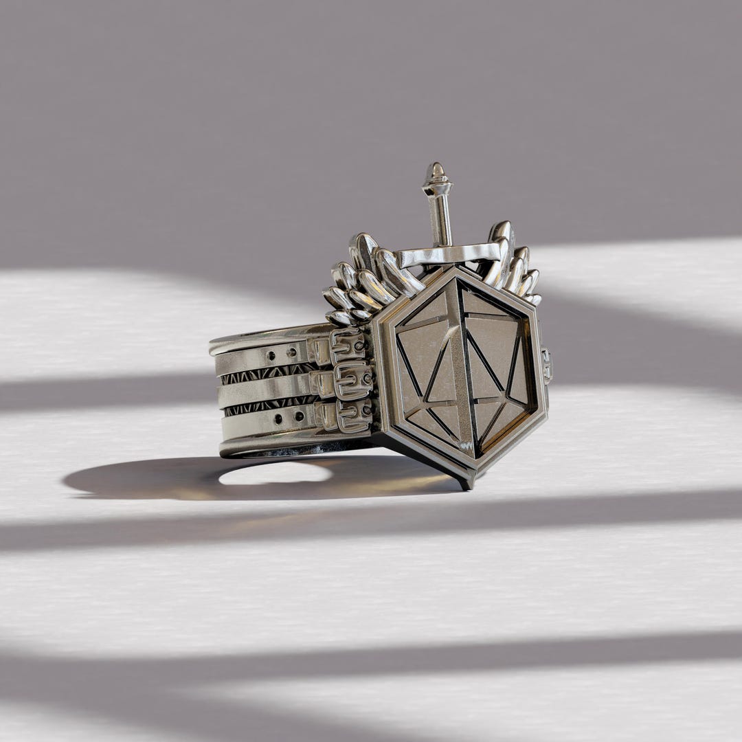 Paladin D20 Dice Ring | Dnd Accessories & Gifts | Silver Band Ring for ...