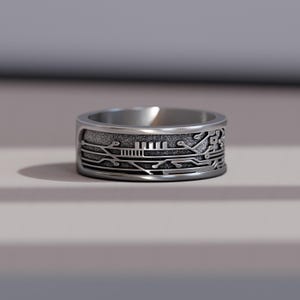 Kretskortsring för män i silver – teknikinspirerad vigselring