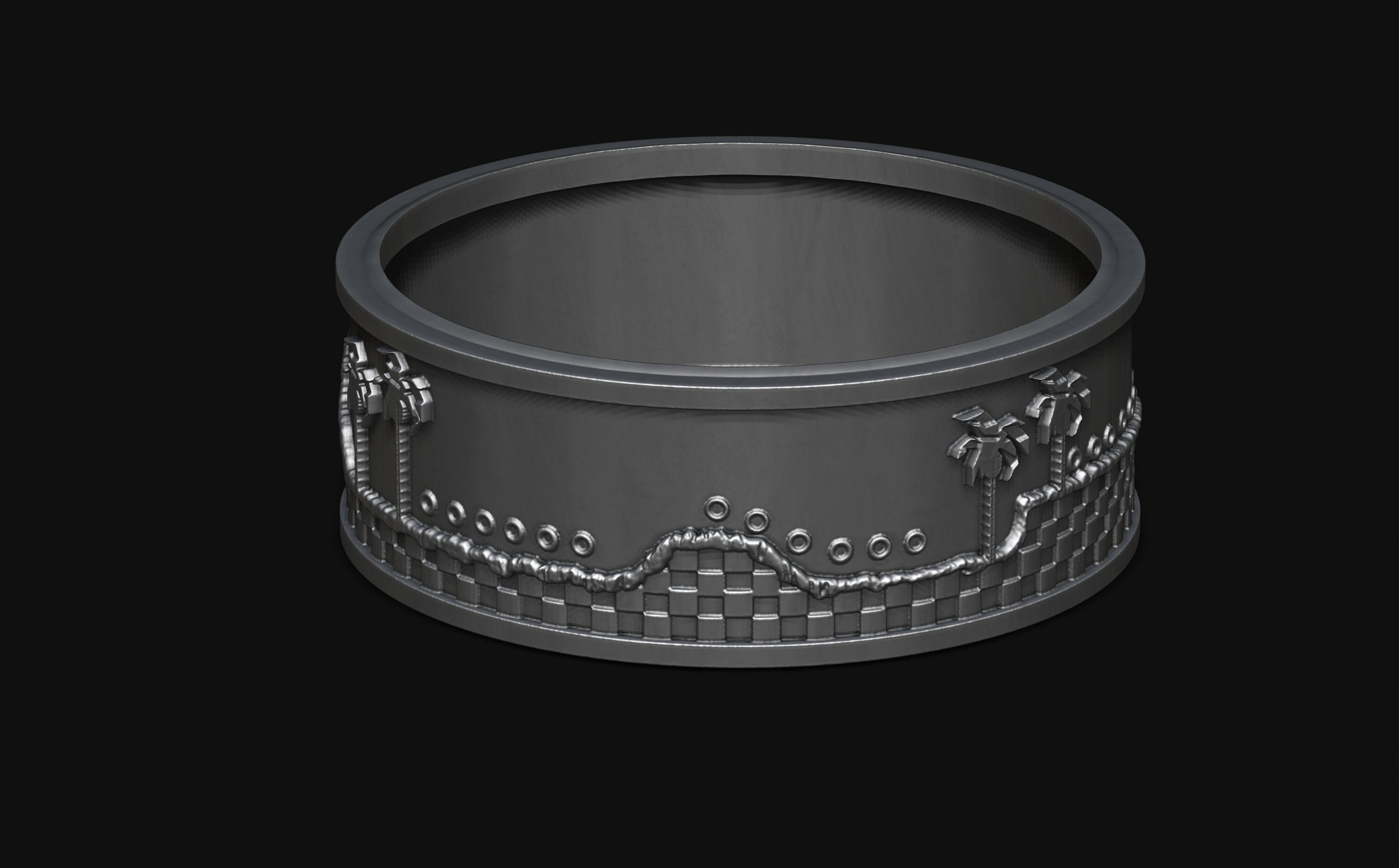 Retro Sonic the Hedgehog Green Hill Zone Ring, Classic Sonic Ring