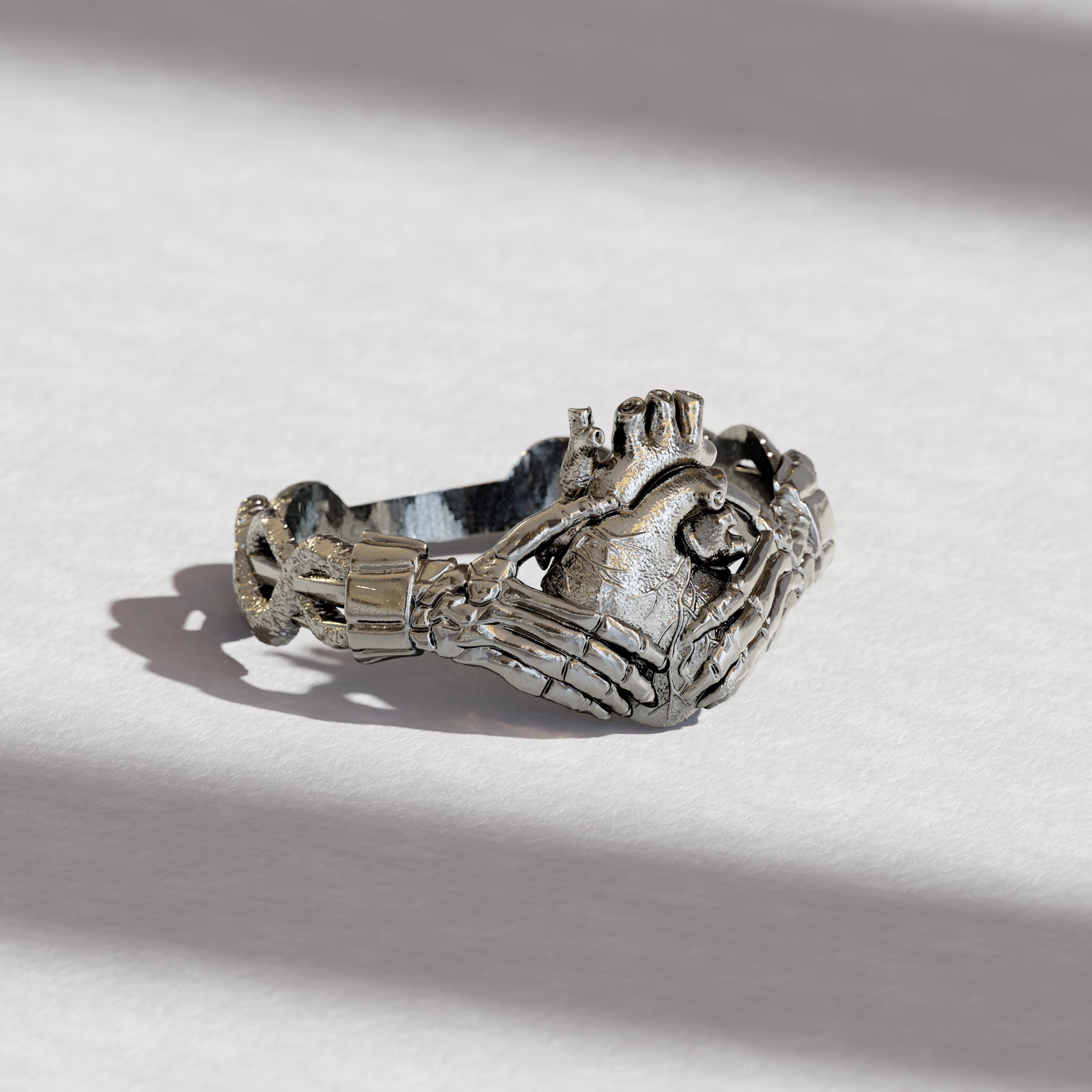 Claddagh Ring - Anatomical Heart Silver & Gold Celtic Engagement Crown Ring - Traditional Irish Friendship Jewelry