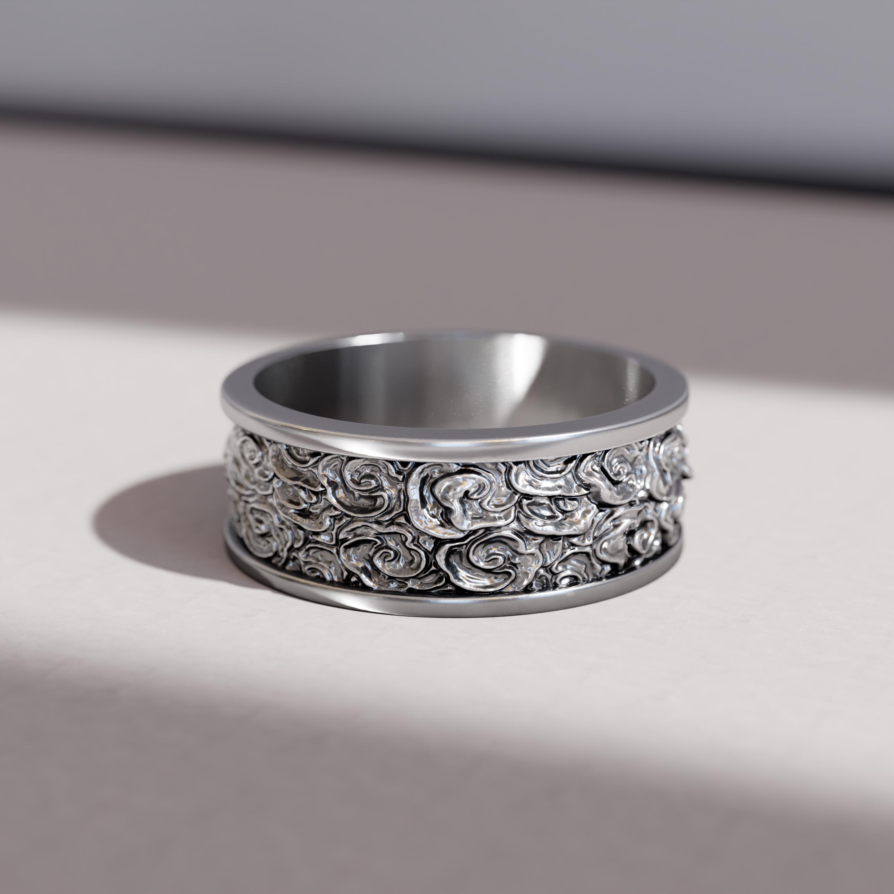 Sterling Silver Japanese Wave Ring - Men's Wedding Band - Etsy