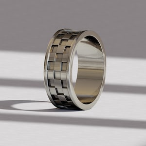 Checkerboard Ring| Minimalist Chess Board Design| Unique Statement Jewelry, Perfect Gift for Him & Her Black and white checkerboard