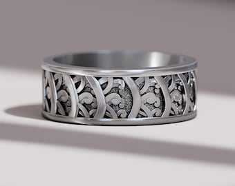 Anillo minimalista de la Gran Ola de Kanagava para hombre en plata de ley – Alianza japonesa