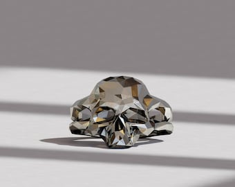 Geometric Skull Ring for Men in Silver– Gothic Memento Mori Band