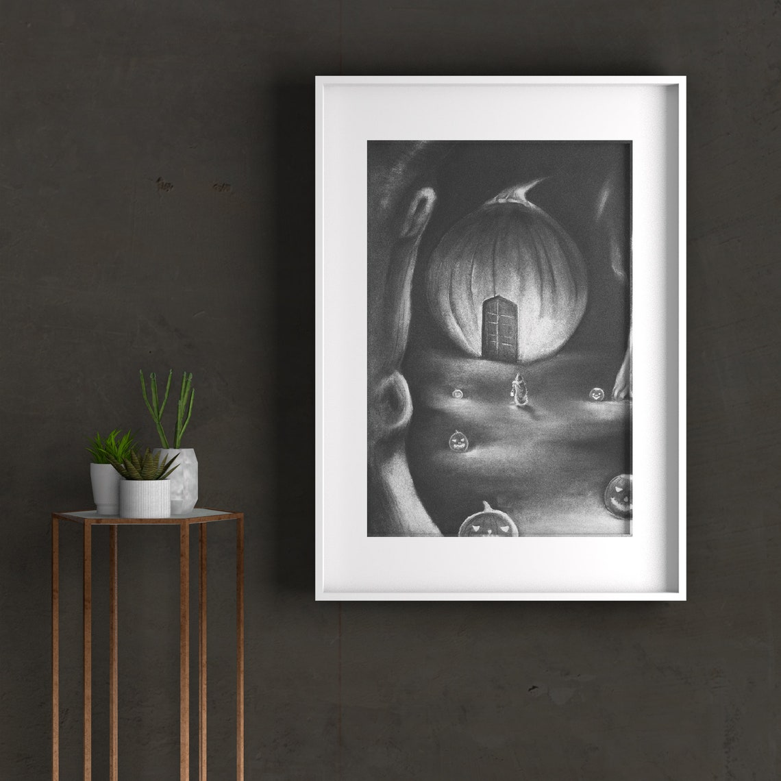 Charcoal Drawing Artwork on Black Paper 16.5 X 23.4 Inches Etsy