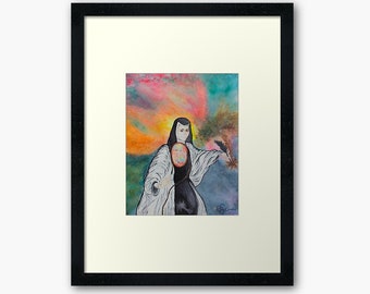 The First  Feminist in America - Sor Juana - Watercolor painting PRINT - 8 X 10 in