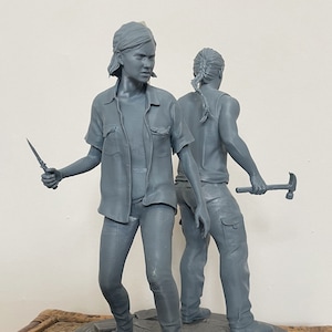 Ellie and Abby Dual Statue, Large Version (1/6th) - The Last of Us 2 - Premium 3D Resin Printed Statue