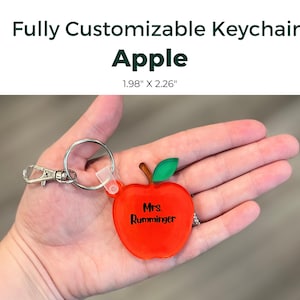 Porte-clés acrylique personnalisé - Porte-clés en forme de pomme - Cadeau personnalisé pour enseignant, remerciement de fin d'année pour la rentrée des classes - Entièrement personnalisable