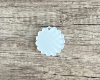 Scalloped Circle Sublimation Blank - 2" Scalloped Circle - With or Without Hole – Keychain Sublimation Blank - Cake Topper Sublimation Blank