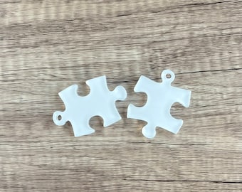 Puzzle Piece Keychain Blank - Sublimation Acrylic Blank - Sublimation Acrylic Blank - Sold in Pairs as two interlocking keychains