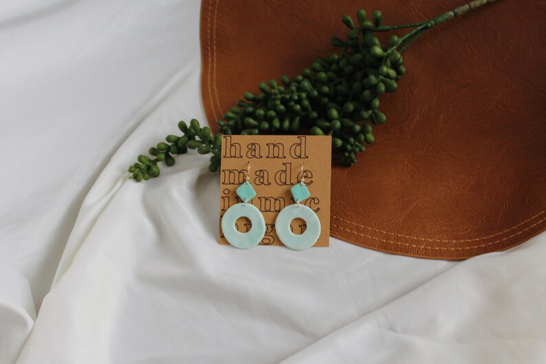 Green Clay Earrings Statement Earrings- The Jade Marbled