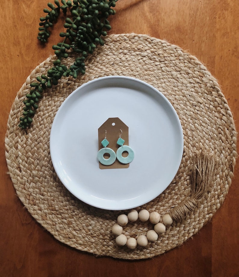 Green Clay Earrings Statement Earrings- The Jade Marbled