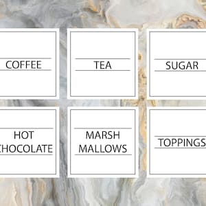 Custom Waterproof  Pantry Labels | Coffee Tea Sugar Labels | Minimalist Labels | Washable Resistant | Modern | Kitchen Organisation