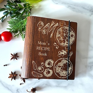 Wood Christmas Recipe Binder Personalized Wooden Recipe Book Mothers Day Gift for Her Wooden Custom Cookbook 5th Anniversary Gift For Wife