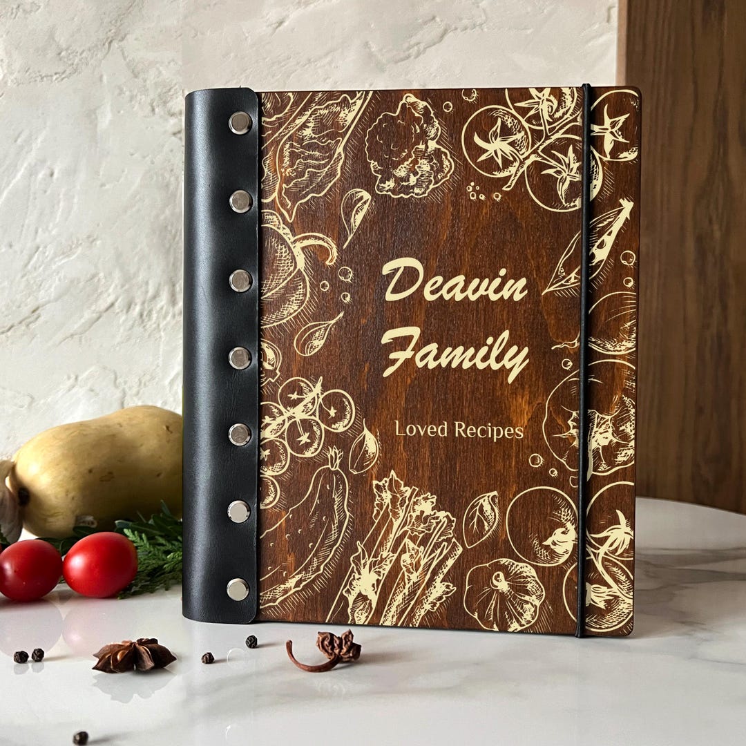 Personalized Wood Recipe Binder: Engraved Family Cookbook - Etsy