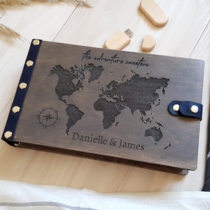 Reisfoto Gepersonaliseerde Bruiloft Fotodoos Wereldkaart Houten Fotodoos Onze Avontuurlijke Fotodoos Bruidsdouche Fotodoos Met USB-slot Doos Hout
