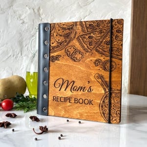 Personalized Wood Recipe Book Binder: Engraved Family Cookbook