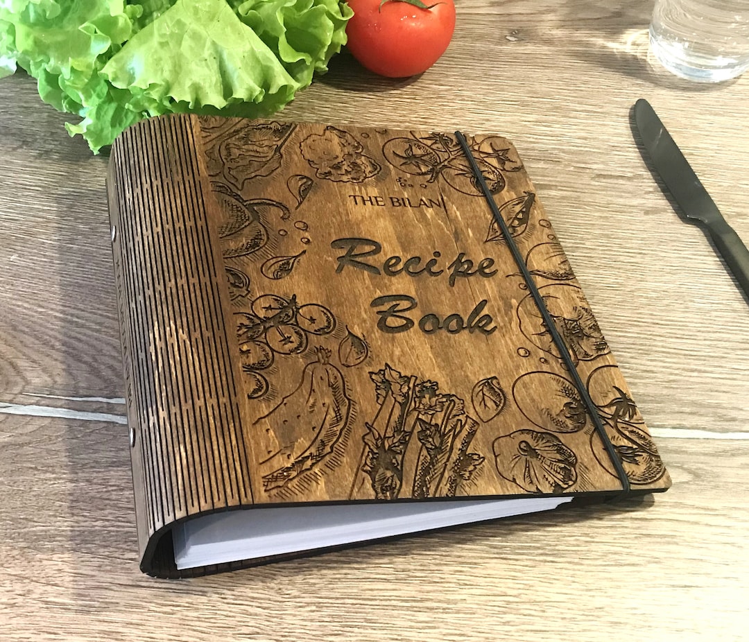 Personalized Wood Recipe Book Binder: Engraved Family Heirloom Cookbook ...