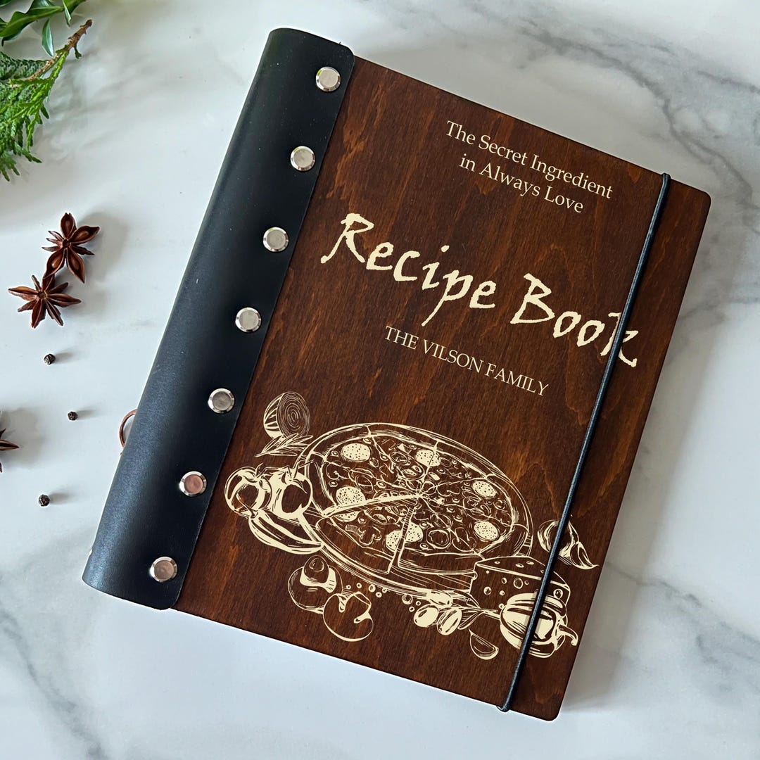 Personalized Wooden Recipe Book: Engraved Family Cookbook - Etsy