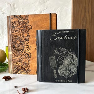 Wood Christmas Recipe Binder Personalized Wooden Recipe Book Mothers Day Gift for Her Wooden Custom Cookbook 5th Anniversary Gift For Wife